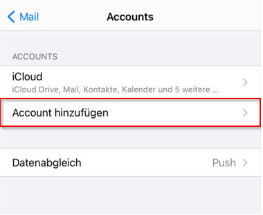 iOS E-Mail Account hinzufügen