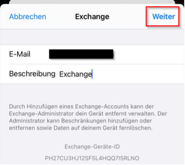 iOS E-Mail neues Konto