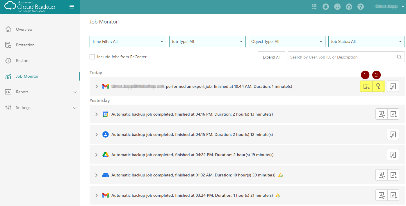 AvePoint erstelltes Backup exportieren