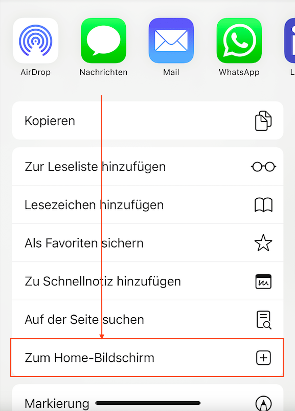 Teilen herunterscrollen Zum Home Bildschirm hinzufuegen.png